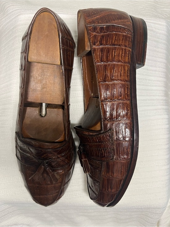 Vintage Bruno Magli Brown Genuine Crocodile Leather Tassel Loafers main image 7